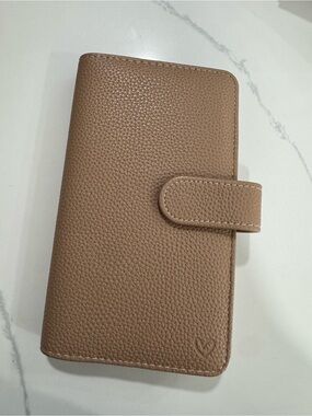 Leather-Style Brown Wallet Case with Snap Closure